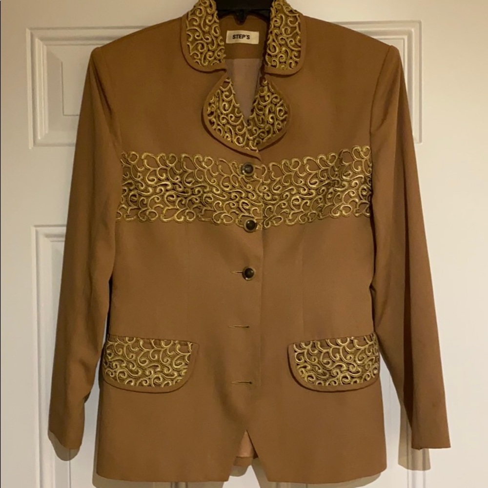Embroidered Tan Coat - image 1